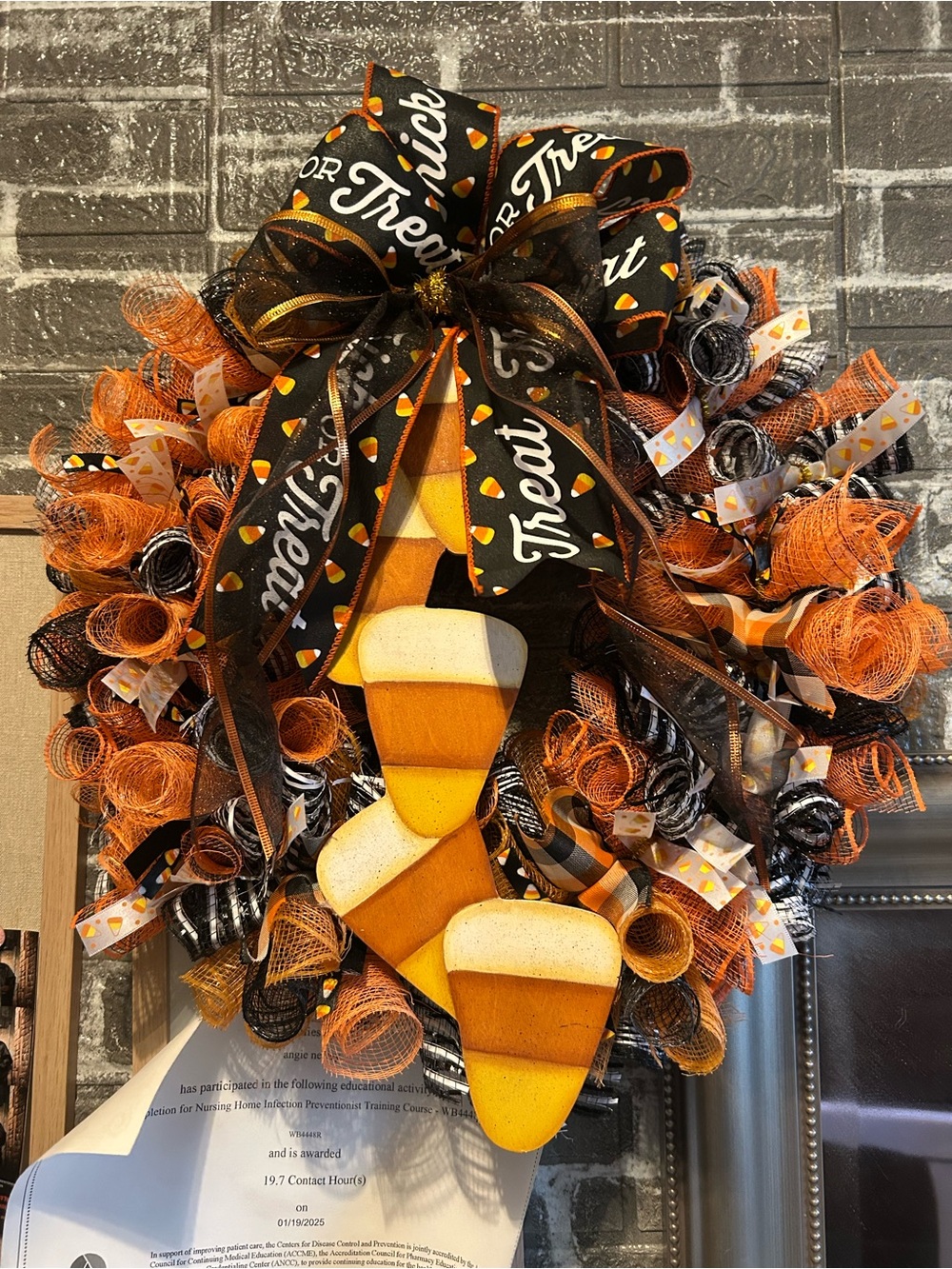 Candy corn Halloween wreath